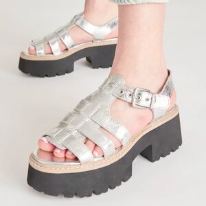 Dolce Vida Silver Lattice Sandals.